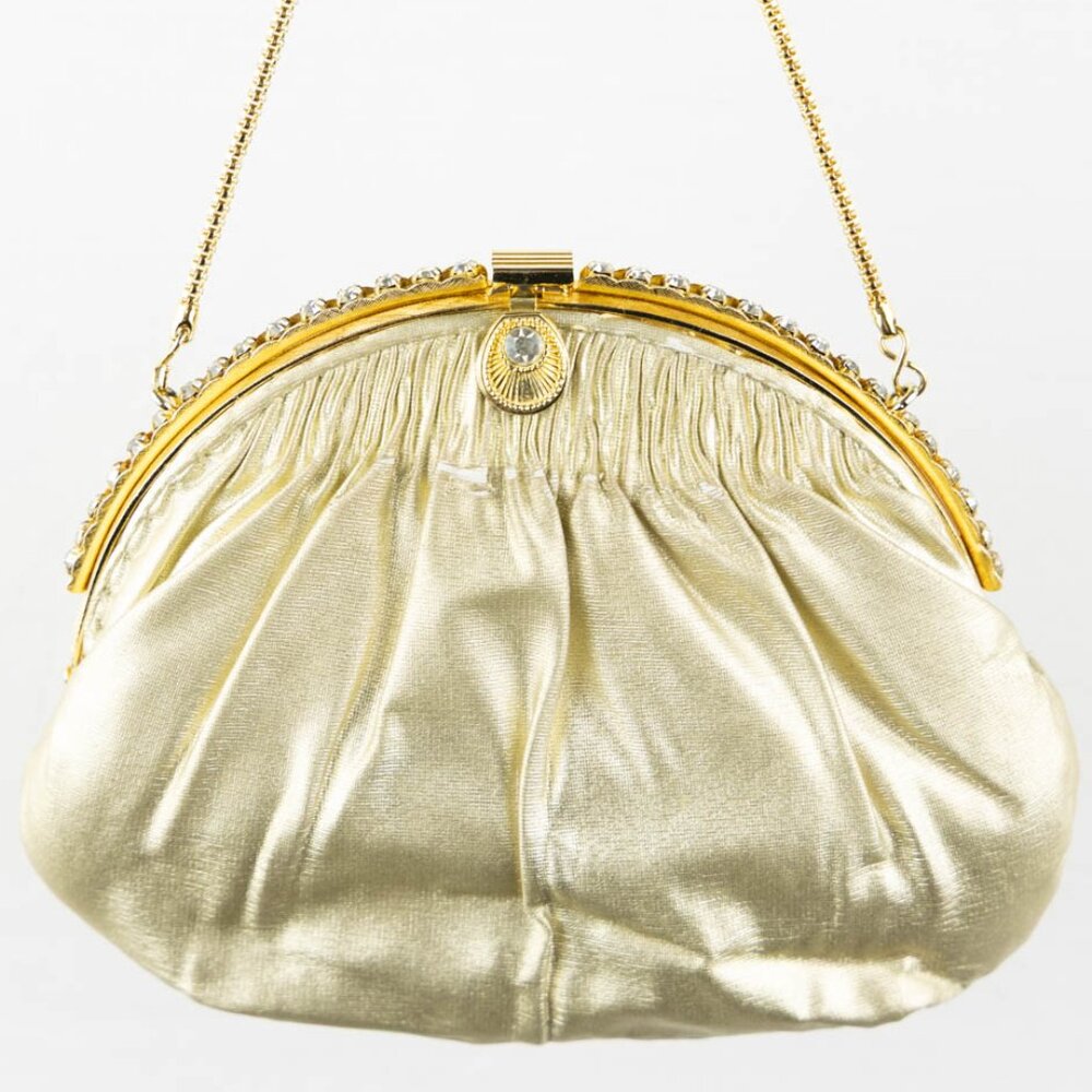 ✨ Vintage Walborg Gold Evening Purse | Rhinestone Accents | Handmade ✨
